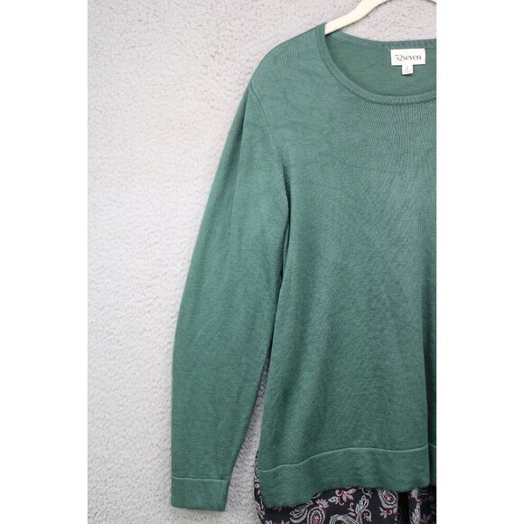 52Seven Long Sleeve Green Pullover Sweater-Size Large-Paisley Back - Picture 3 of 10